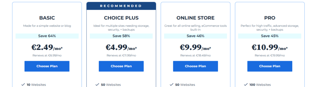 bluehost pricing plan